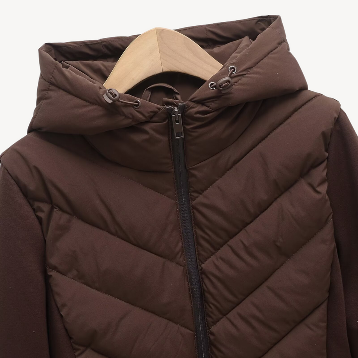 Nora | Women's Chevron Quilted Jacket with Hood