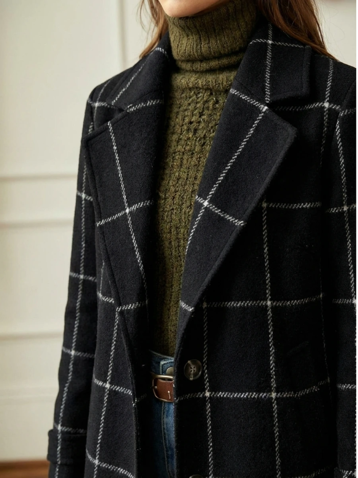 Elowen Long Plaid Wool-Blend Coat