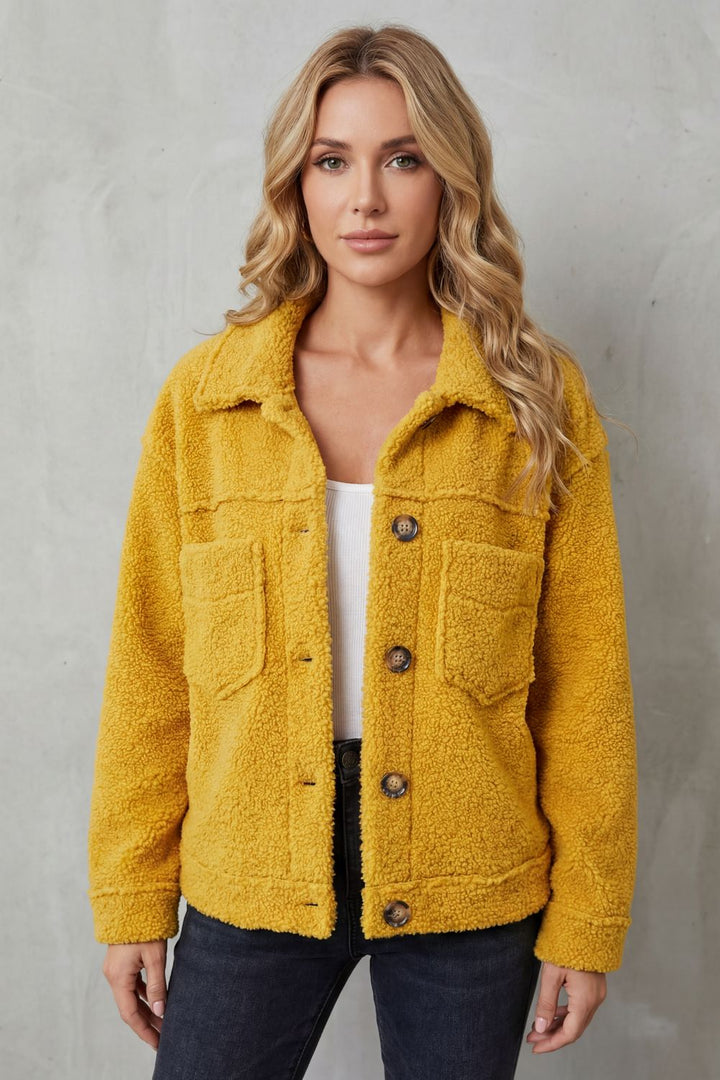 Floretta | Women's Textured Fleece Style Button-up Jacket