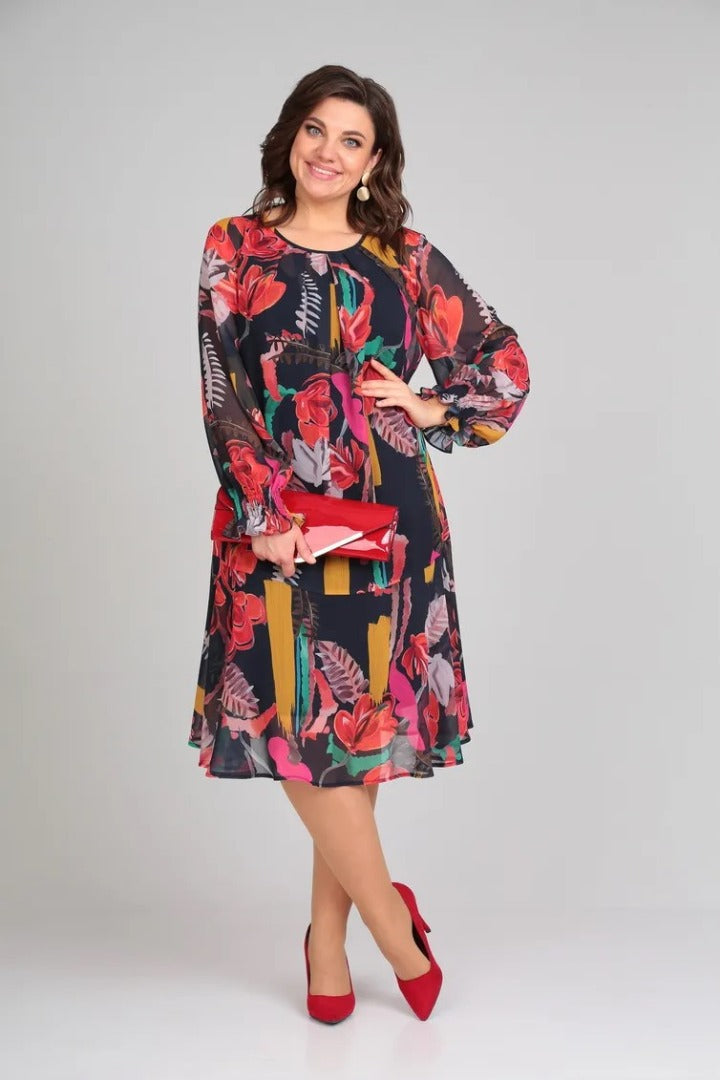 Flora - Modern Floral Midi Dress