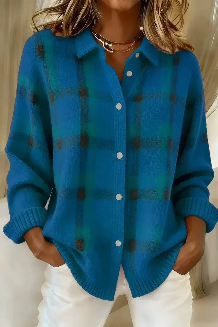 Maddie | Soft Plaid Button Cardigan