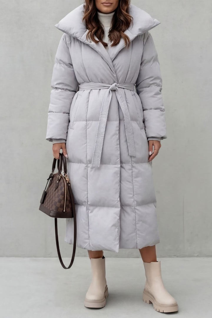 Frescetta | Women's Belted Silhouette Long Padded Puffer Coat