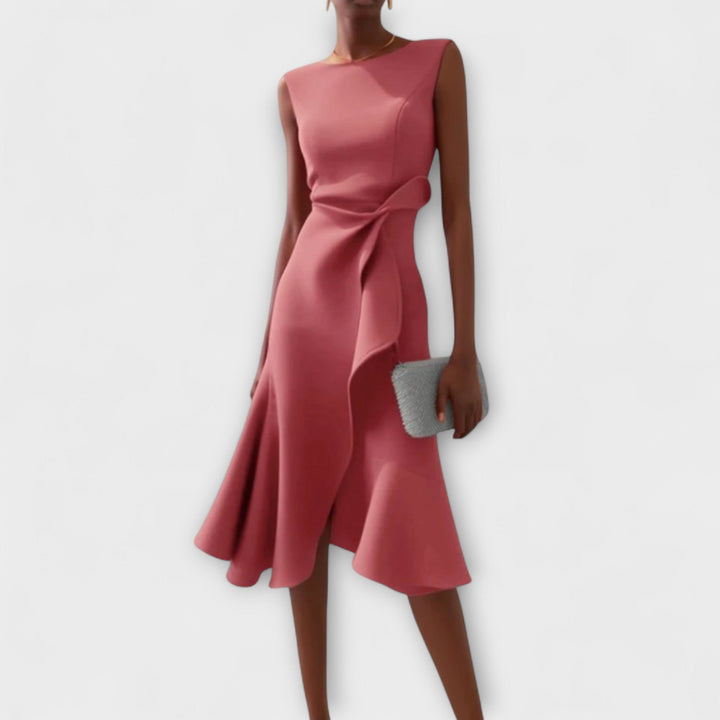 Maris – Draped Asymmetric Midi Dress