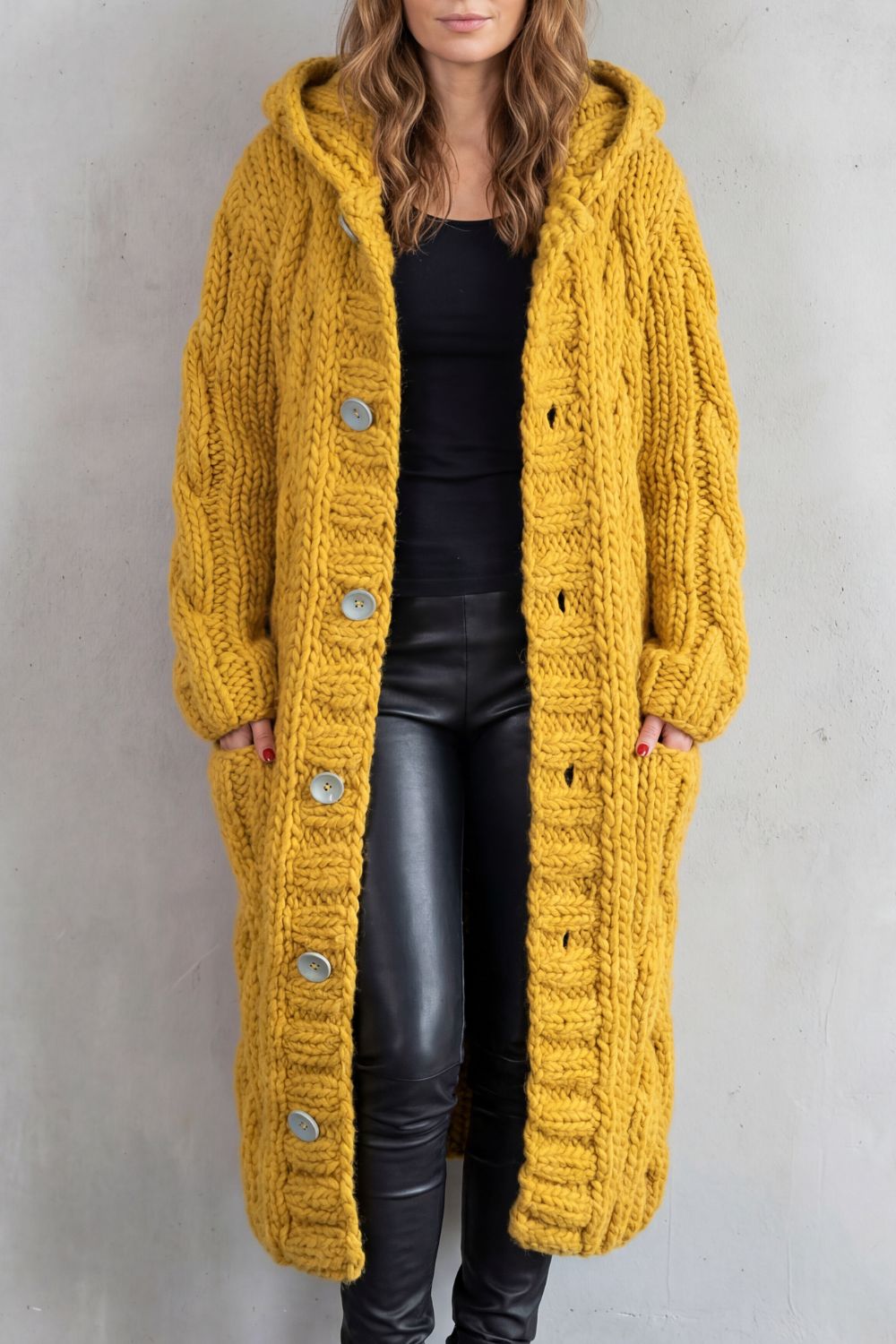 Karinaè | Women's Oversized Cable Knit Hooded Cardigan Coat