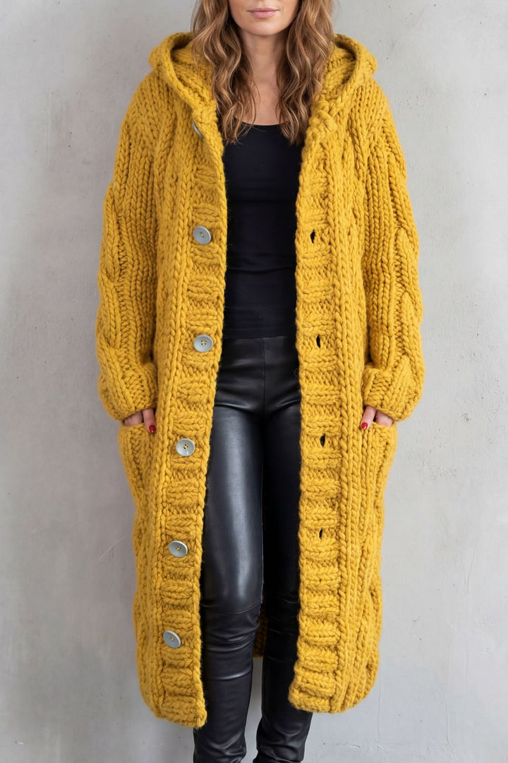 Karinaè | Women's Oversized Cable Knit Hooded Cardigan Coat