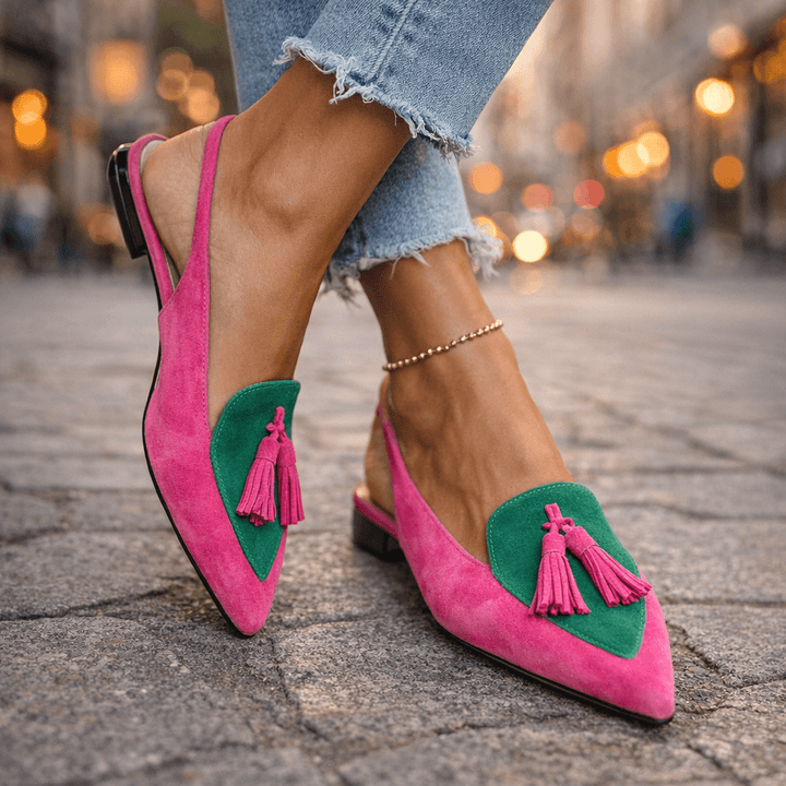 Pola - Suede-Look Sandals with Tassel Straps