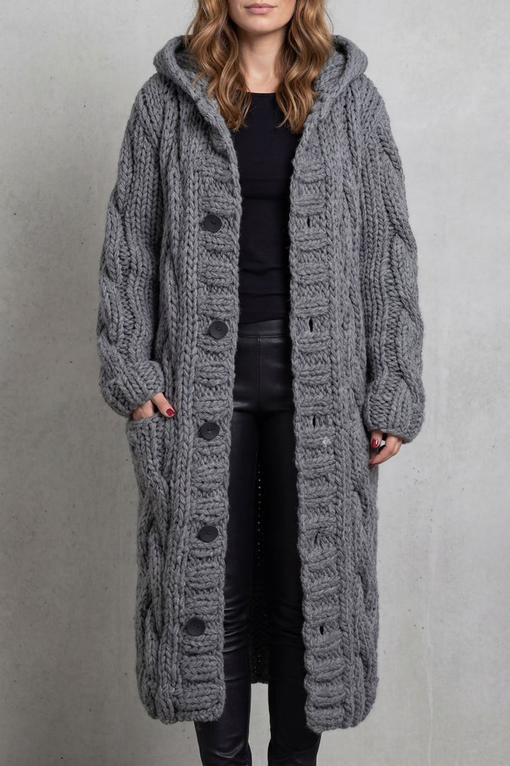 Karinaè | Women's Oversized Cable Knit Hooded Cardigan Coat