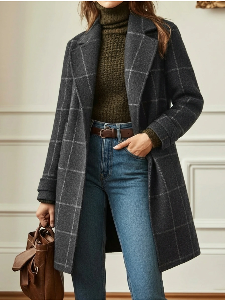 Elowen Long Plaid Wool-Blend Coat