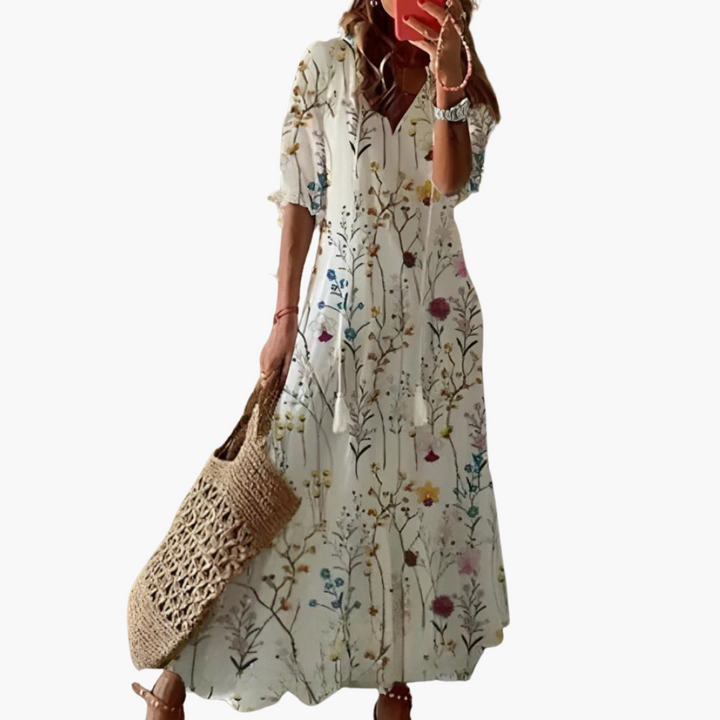 Emma | Boho Vintage V-Neck Summer Dress