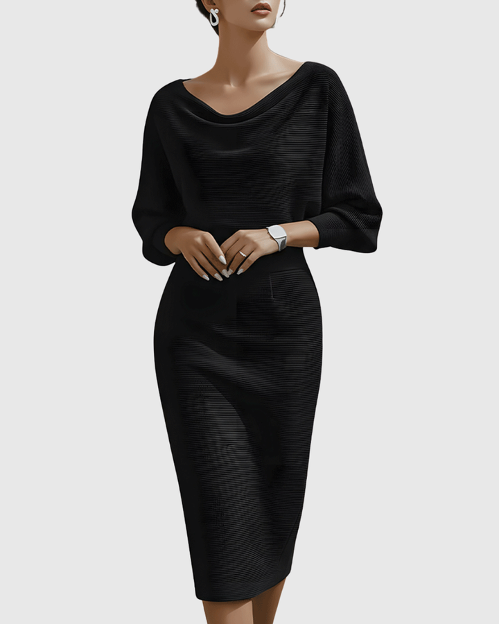 Ismeria | Women's White Draped Batwing Midi Dress