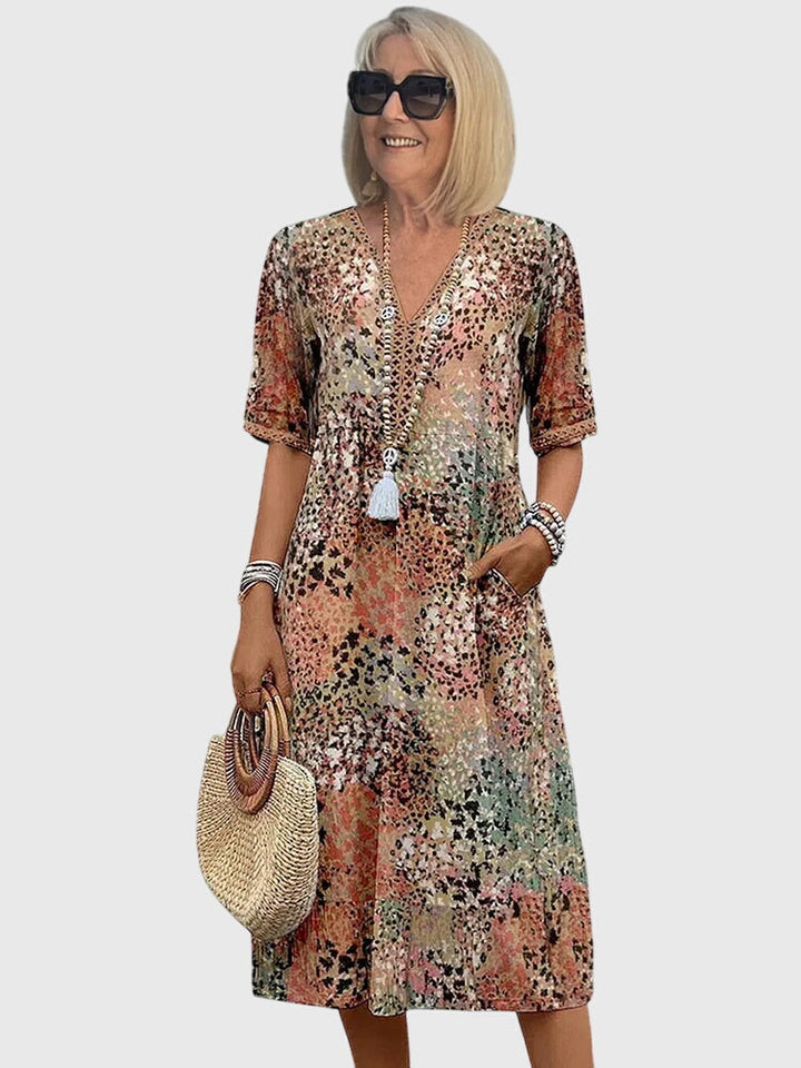 Yvonna | Women's Elegant Floral Midi Dress