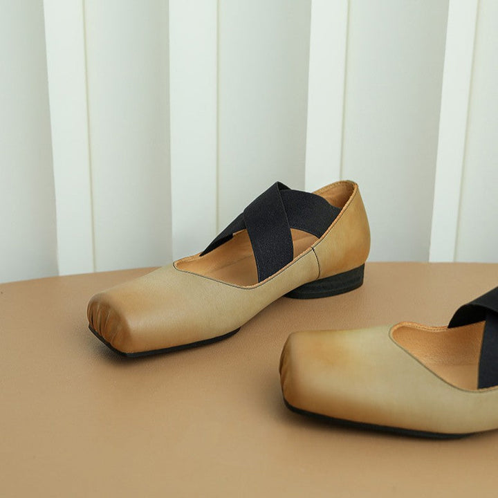 Calira | Women's Square Toe Leather Ballets