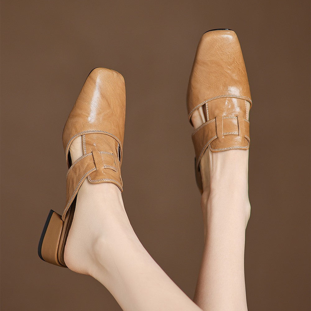Rosel | Women's Square-Toe Leather Mules