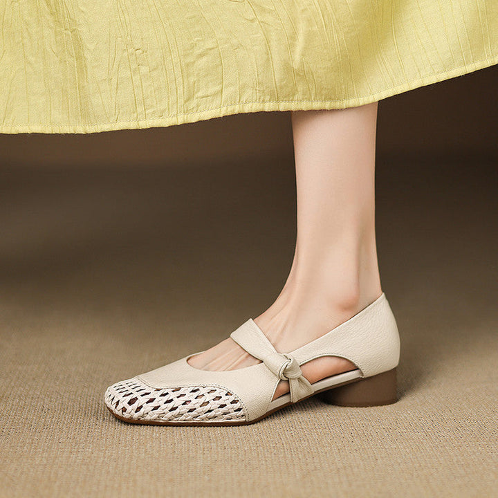 Caelia | Women's Woven Leather Mary Janes
