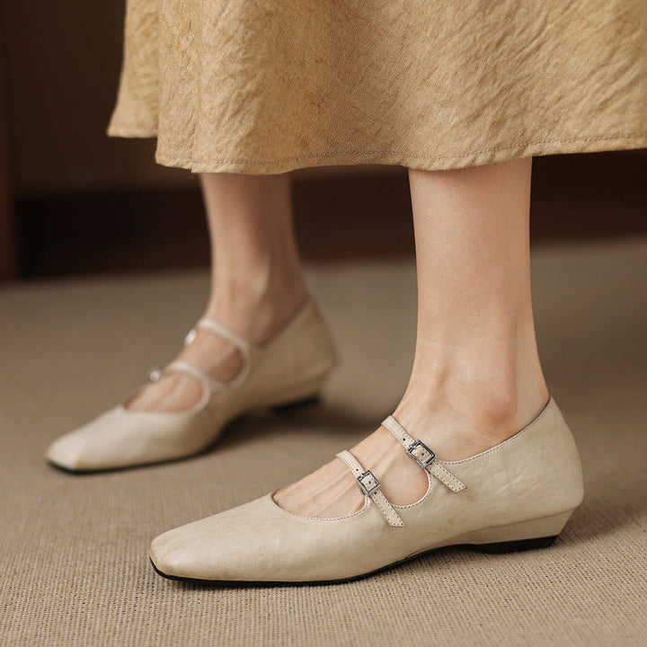 Aurelle | Women's Dual Strap Leather Mary-Janes