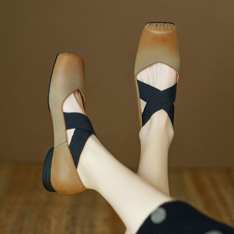 Calira | Women's Square Toe Leather Ballets