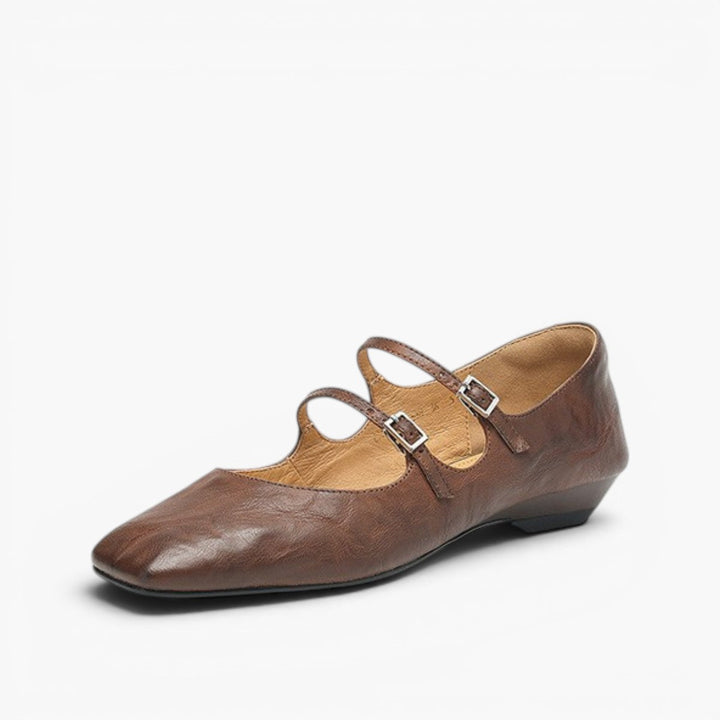 Aurelle | Women's Dual Strap Leather Mary-Janes