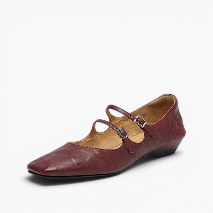 Aurelle | Women's Dual Strap Leather Mary-Janes