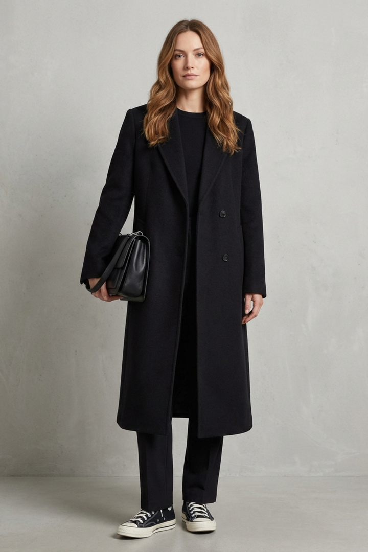 Avenza | Women's Herringbone Weave Hepburn Wool Overcoat