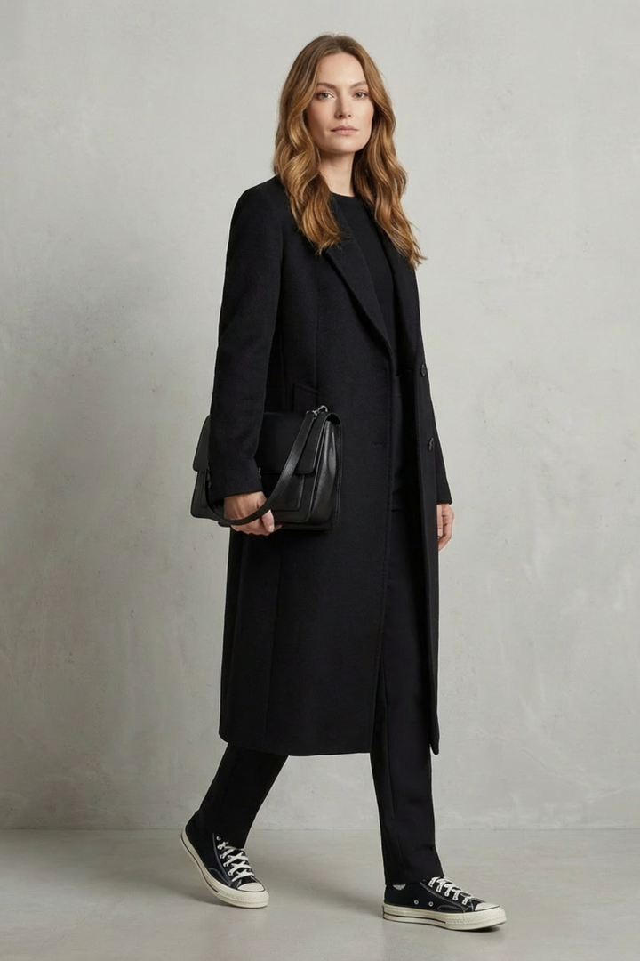 Avenza | Women's Herringbone Weave Hepburn Wool Overcoat