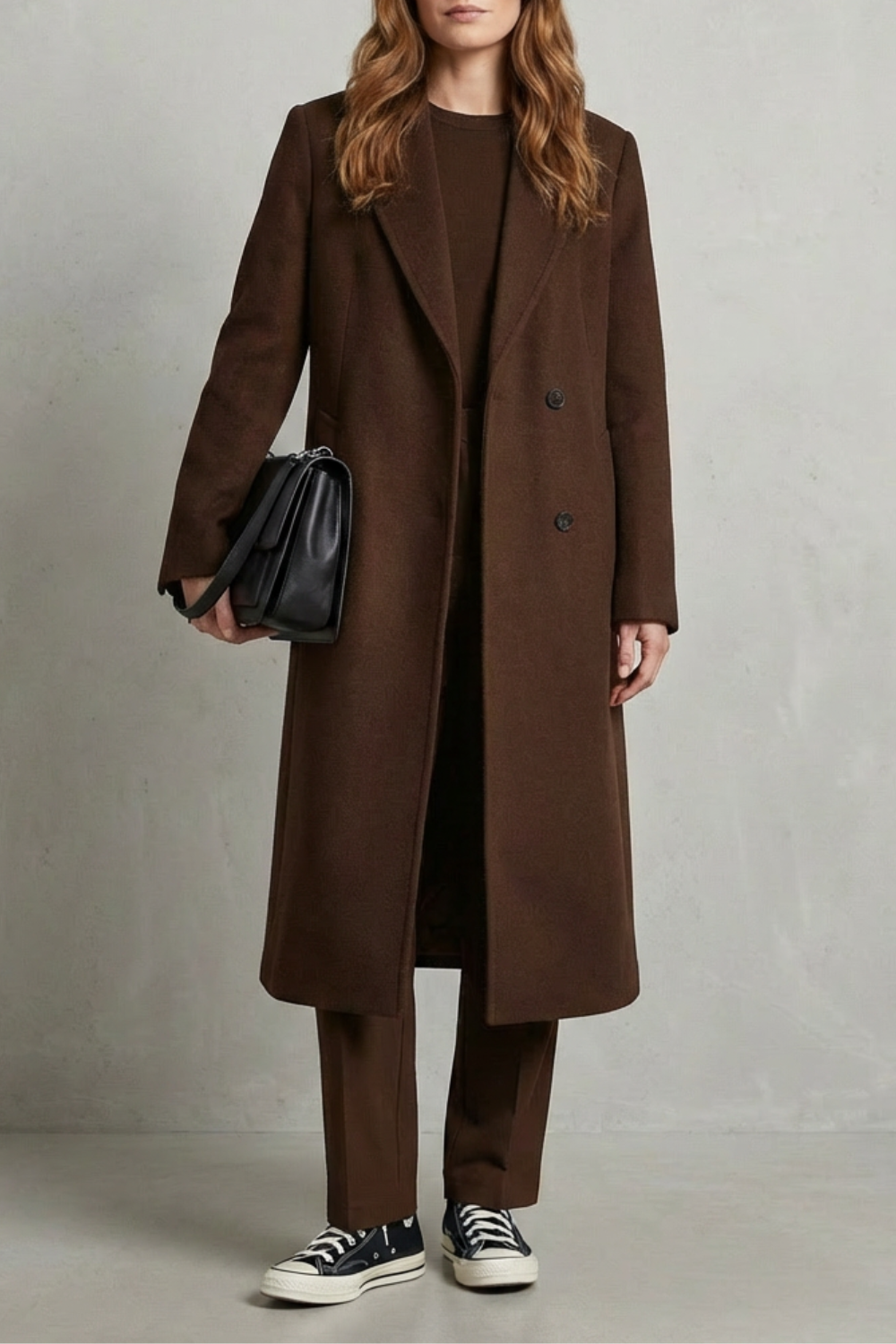 Avenza | Women's Herringbone Weave Hepburn Wool Overcoat
