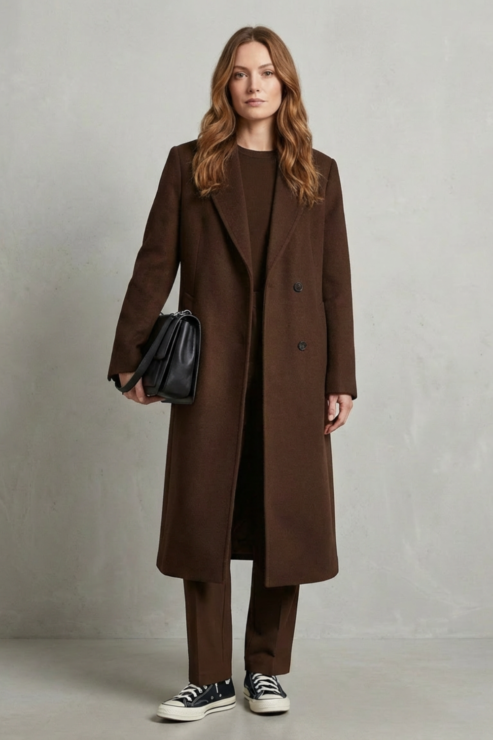 Avenza | Women's Herringbone Weave Hepburn Wool Overcoat