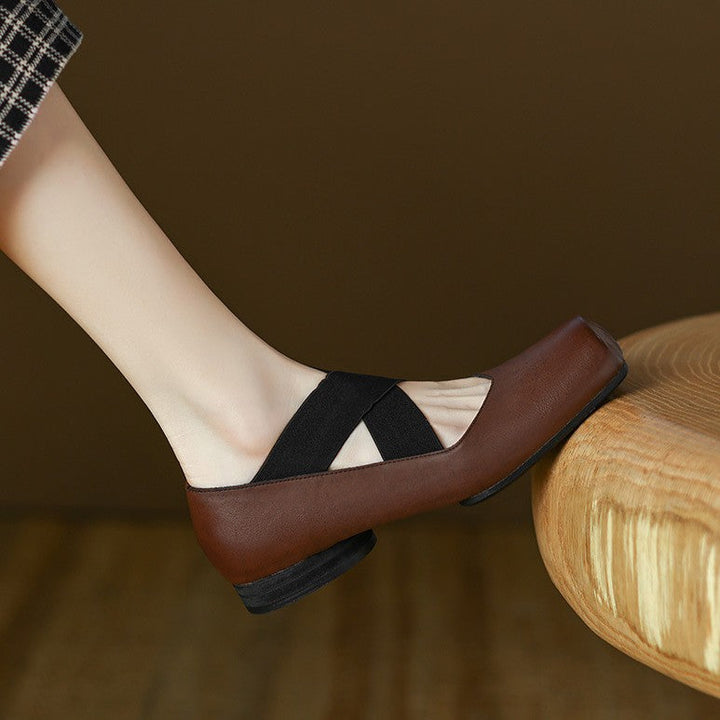 Calira | Women's Square Toe Leather Ballets