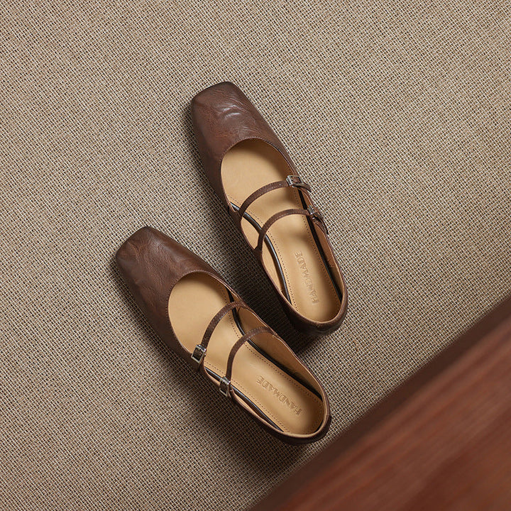 Aurelle | Women's Dual Strap Leather Mary-Janes
