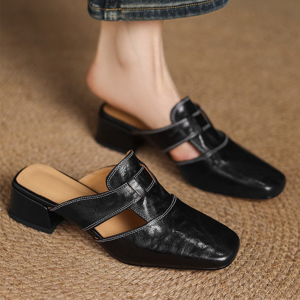 Rosel | Women's Square-Toe Leather Mules
