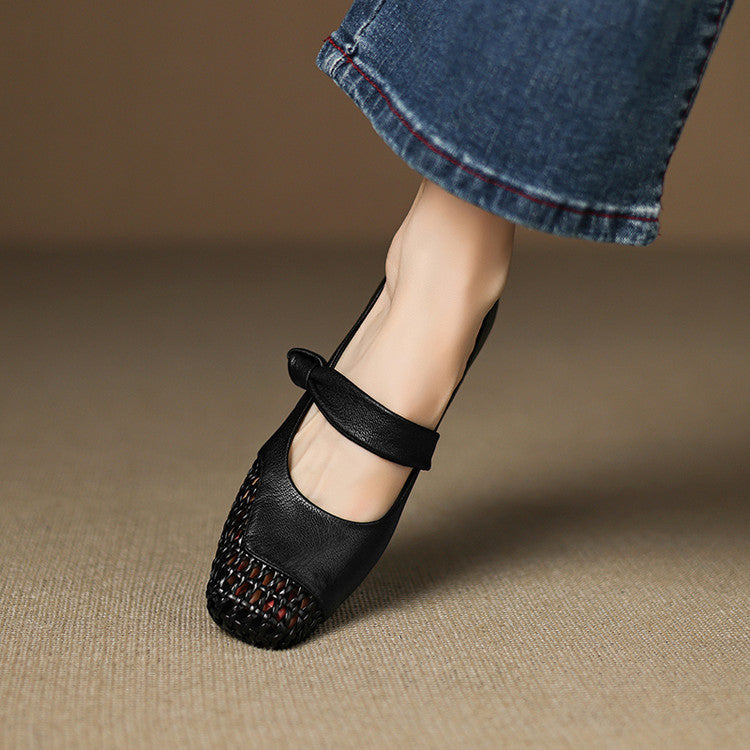 Caelia | Women's Woven Leather Mary Janes