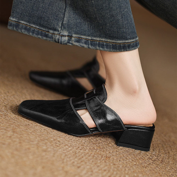 Rosel | Women's Square-Toe Leather Mules