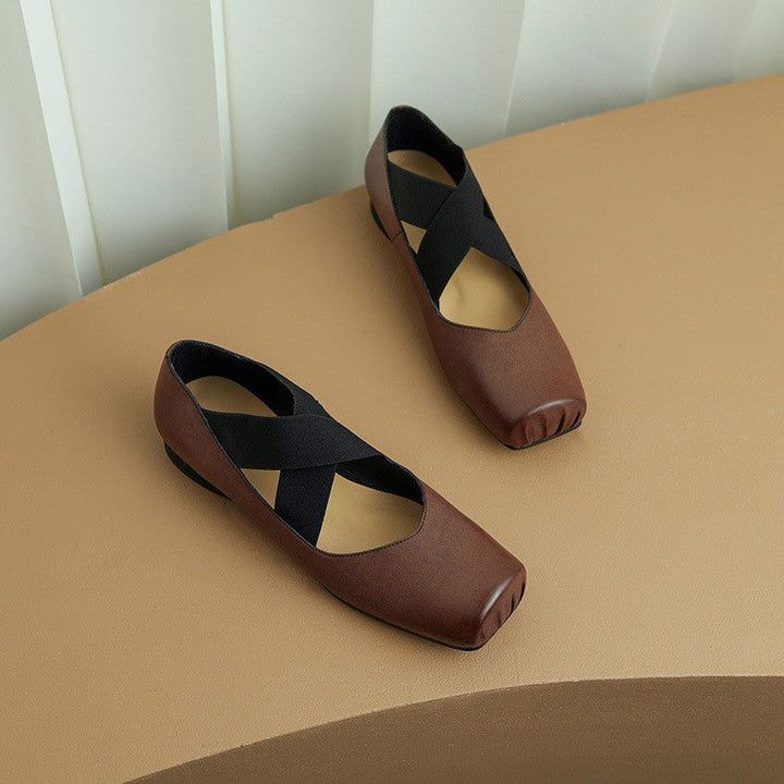 Calira | Women's Square Toe Leather Ballets
