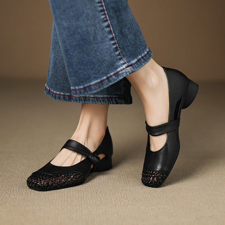 Caelia | Women's Woven Leather Mary Janes