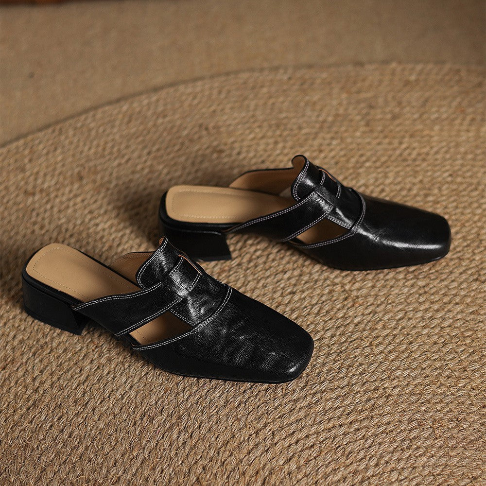 Rosel | Women's Square-Toe Leather Mules