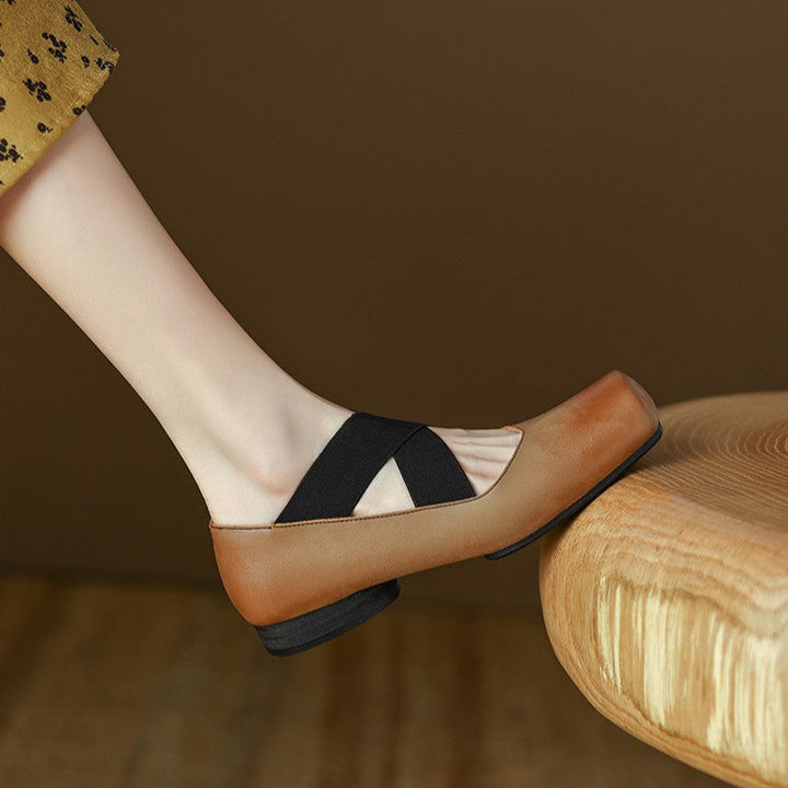 Calira | Women's Square Toe Leather Ballets