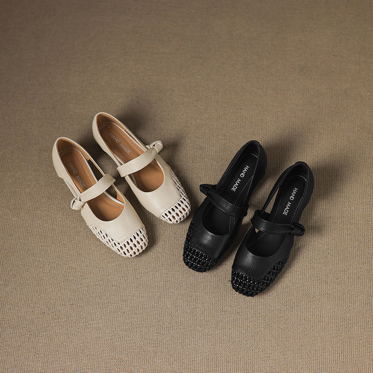 Caelia | Women's Woven Leather Mary Janes