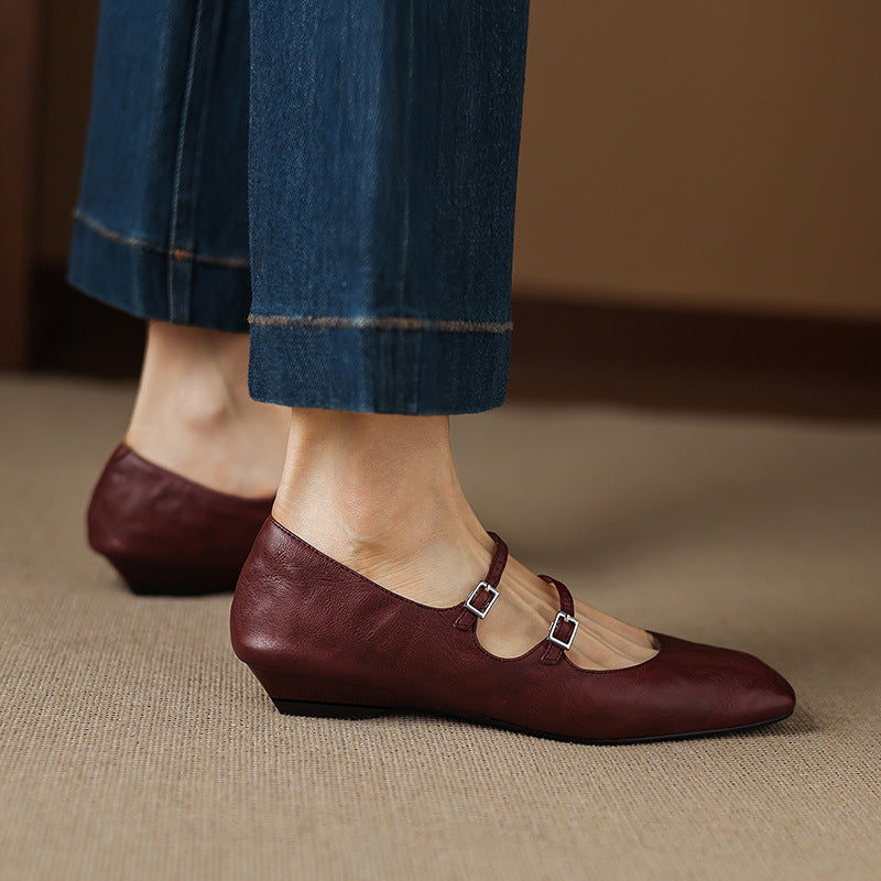 Aurelle | Women's Dual Strap Leather Mary-Janes