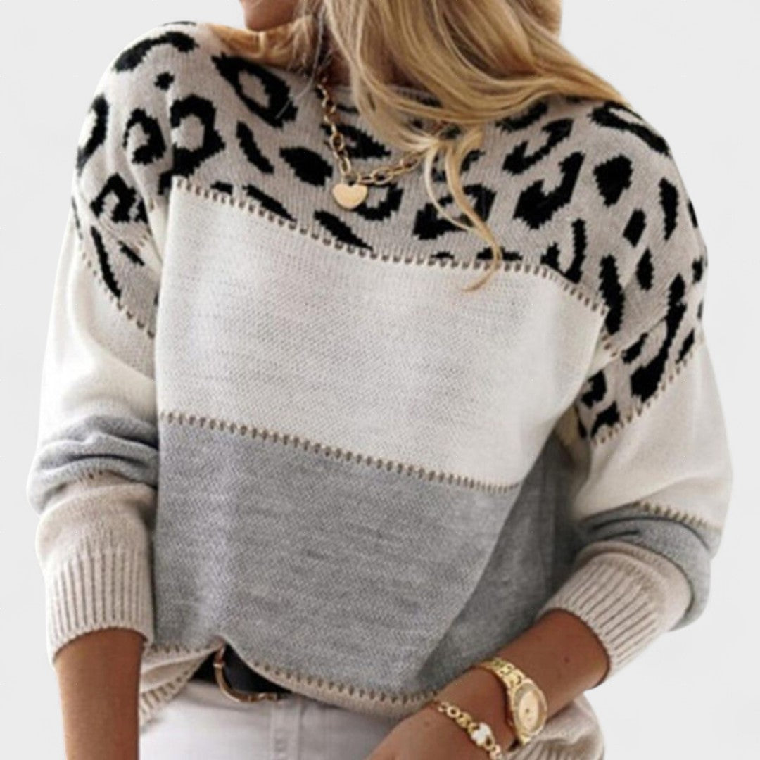 Avery | Leopard Colorblock Knit Sweater