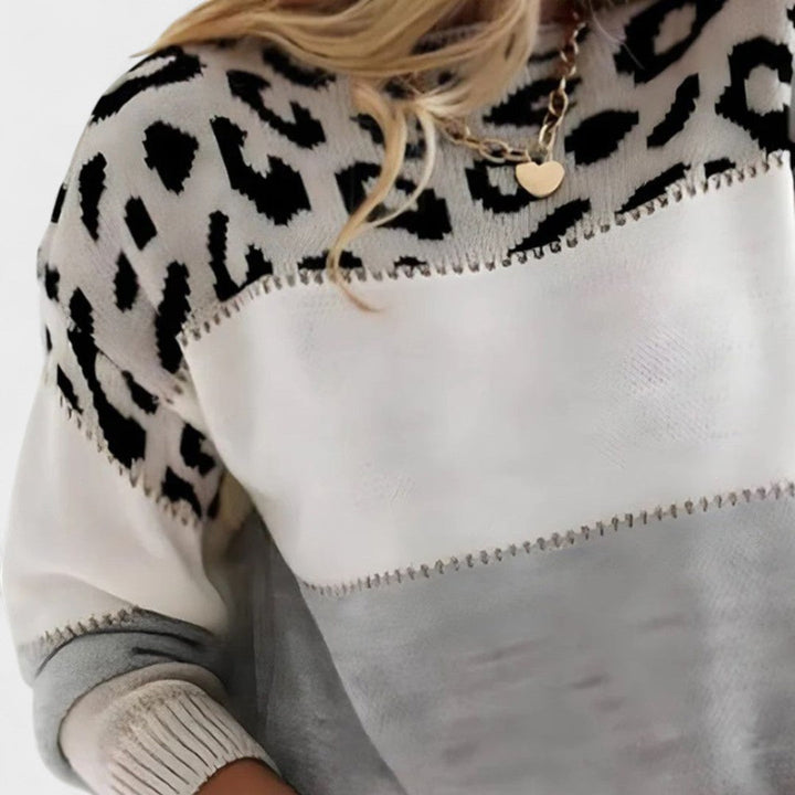 Avery | Leopard Colorblock Knit Sweater