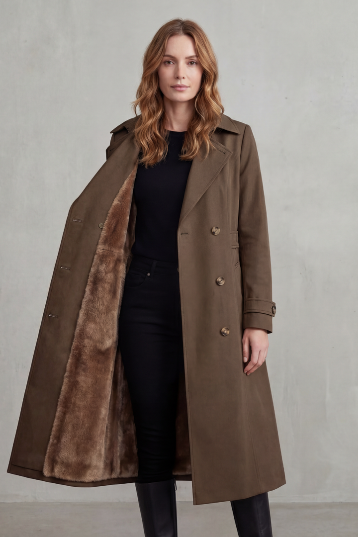 Carletta | Women's Faux Fur-lined Trench Double-breasted Winter Coat
