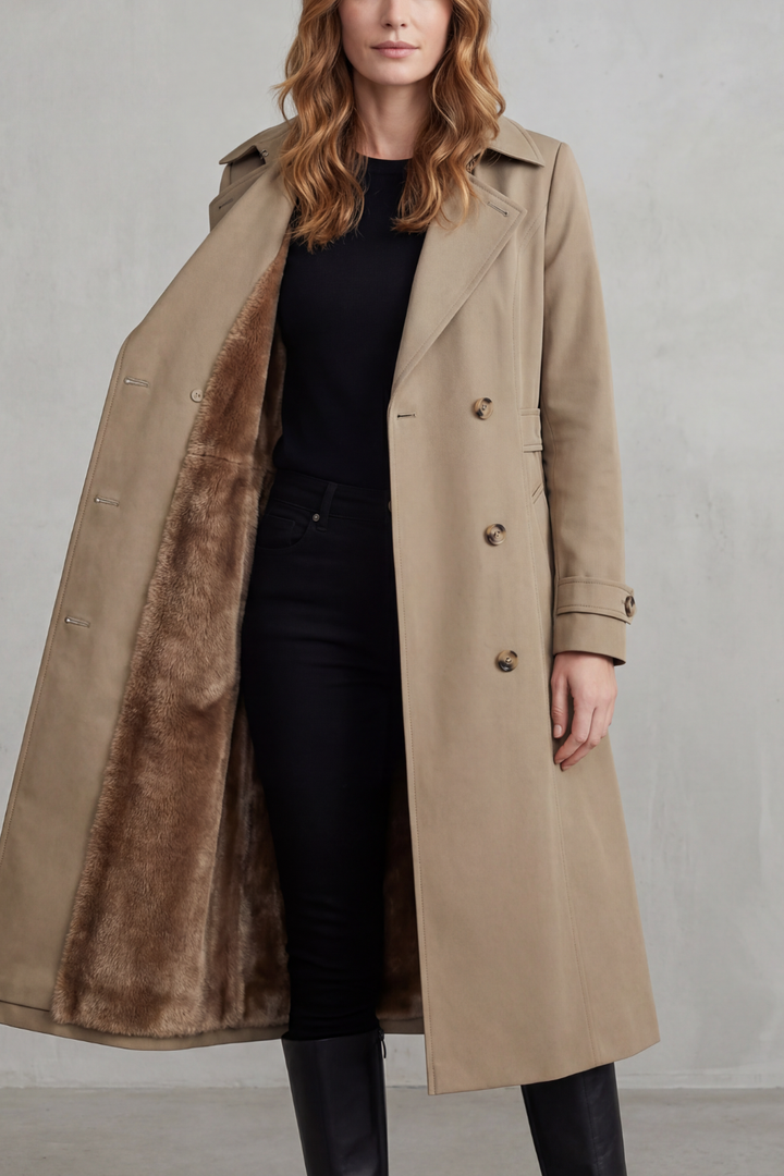 Carletta | Women's Faux Fur-lined Trench Double-breasted Winter Coat