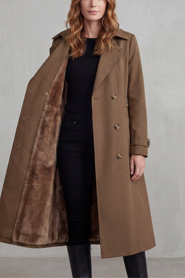 Carletta | Women's Faux Fur-lined Trench Double-breasted Winter Coat