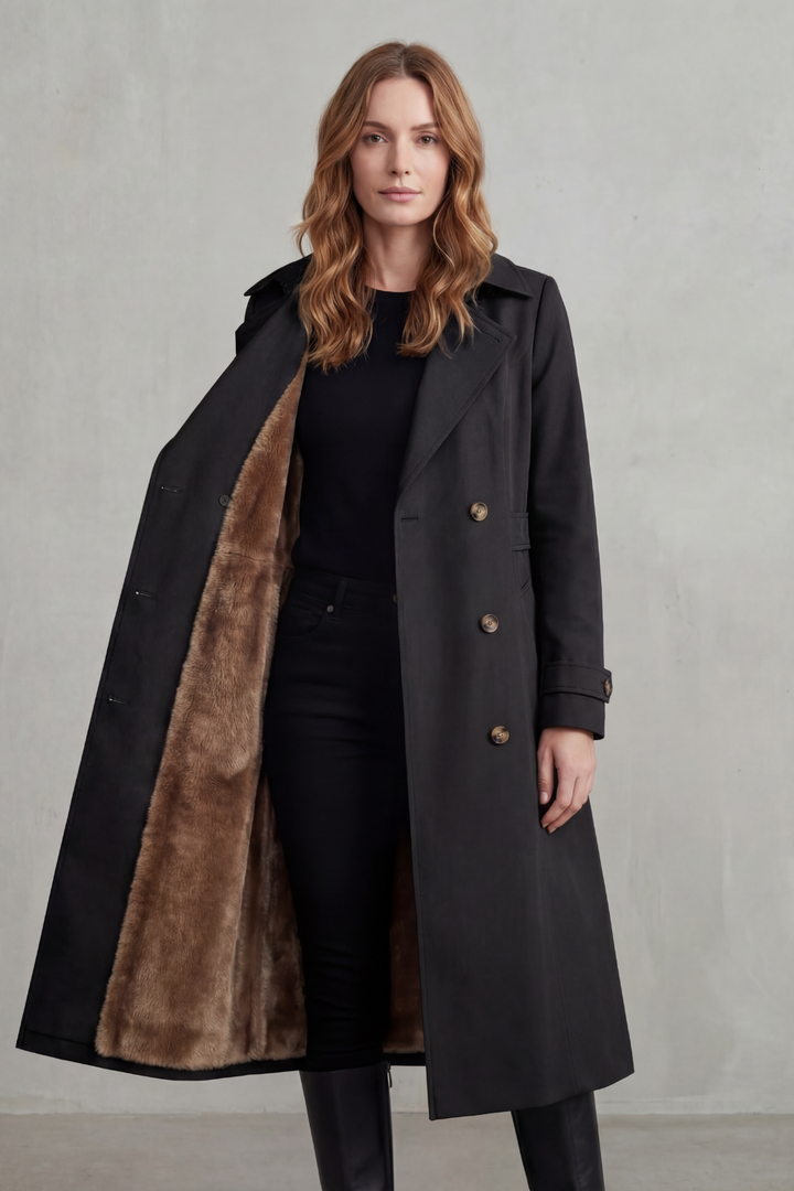 Carletta | Women's Faux Fur-lined Trench Double-breasted Winter Coat