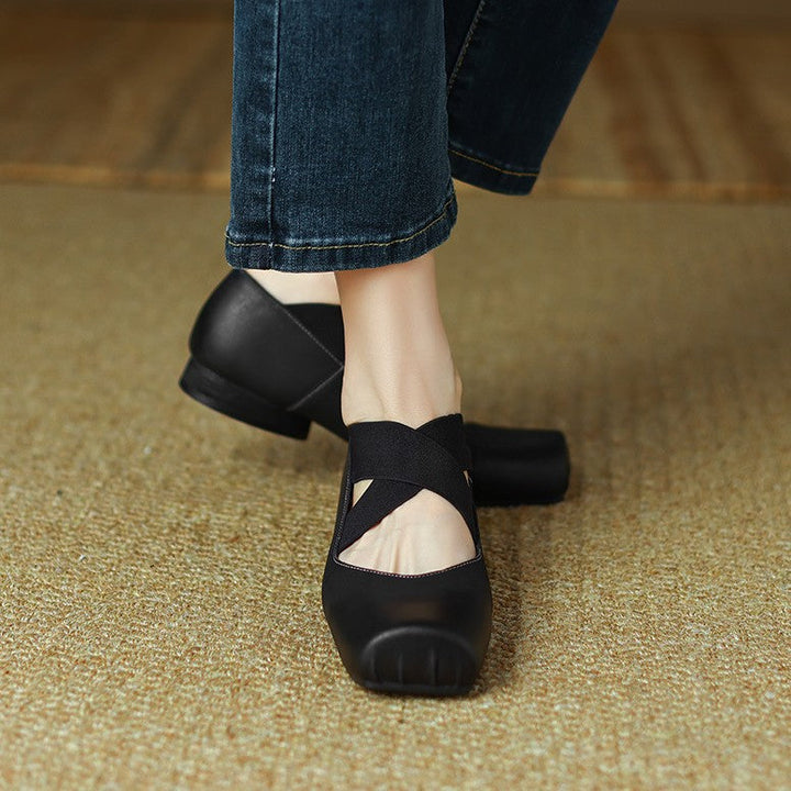Calira | Women's Square Toe Leather Ballets
