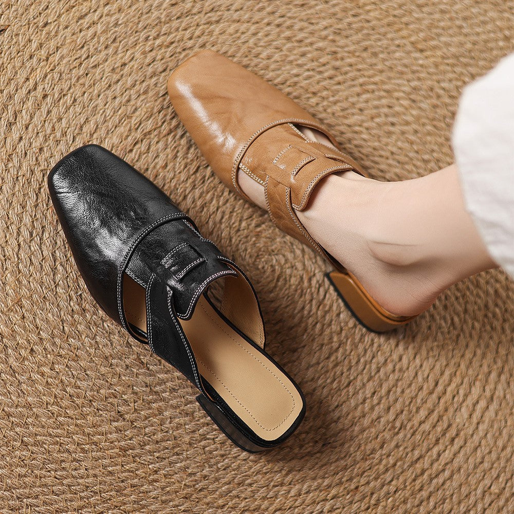 Rosel | Women's Square-Toe Leather Mules