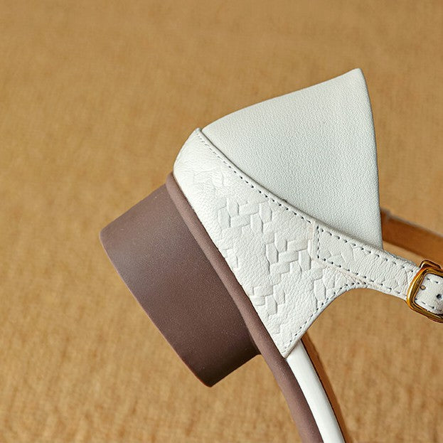 Elara | Women's Woven Leather Mary-Janes