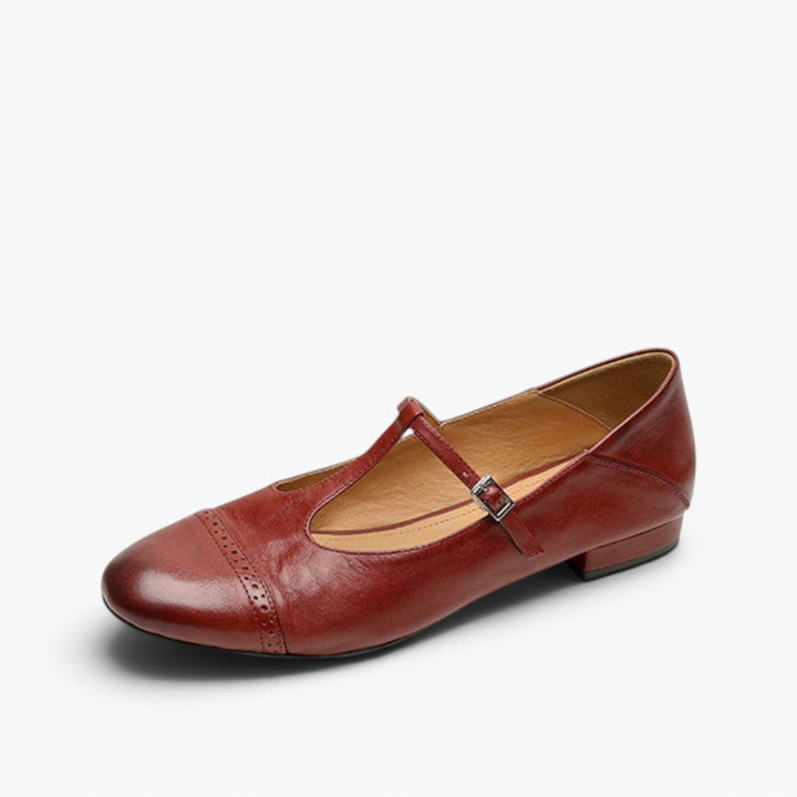 Esmira | Women's T-Strap Leather Mary Janes