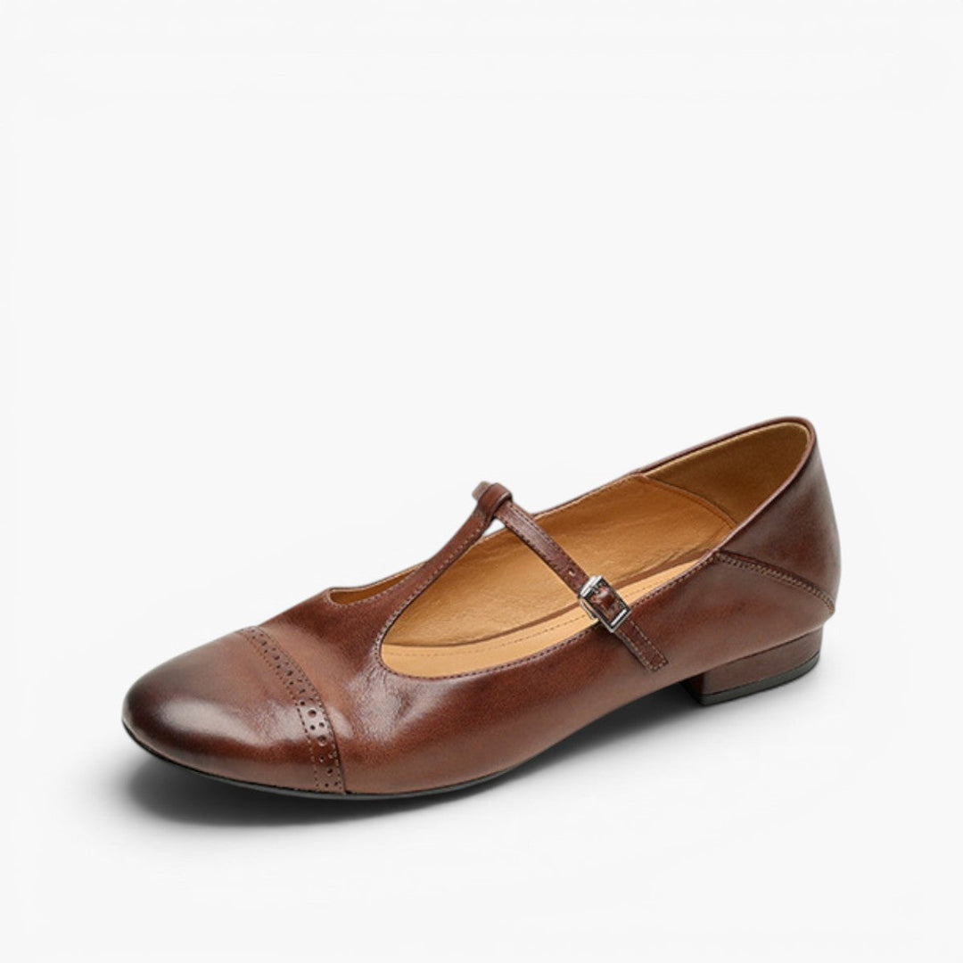 Esmira | Women's T-Strap Leather Mary Janes