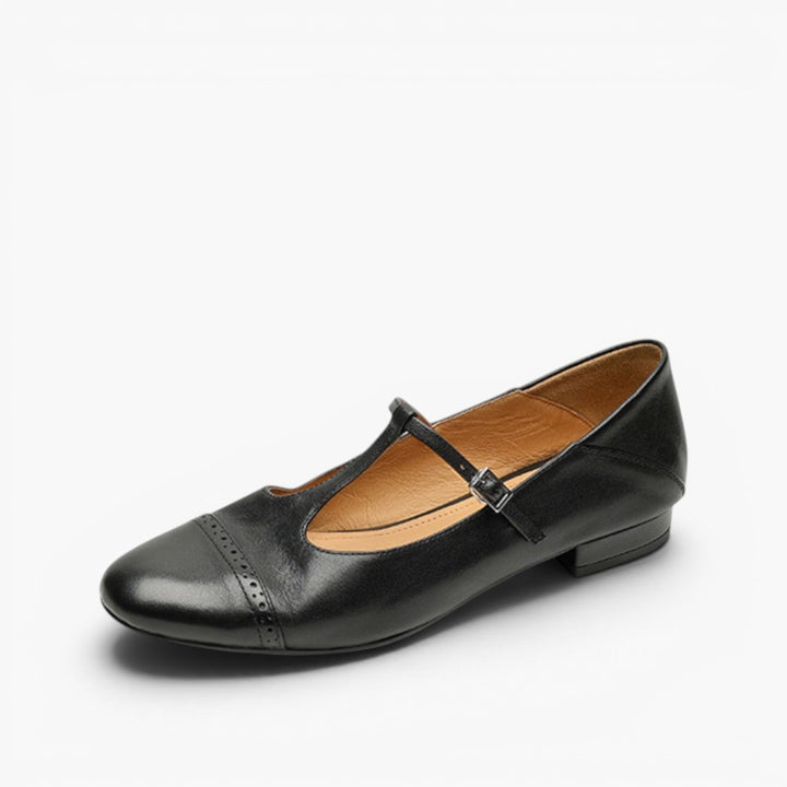 Esmira | Women's T-Strap Leather Mary Janes