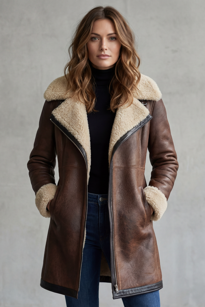 Everlyn | Women's Shearling-lined Elegance Leather Coat